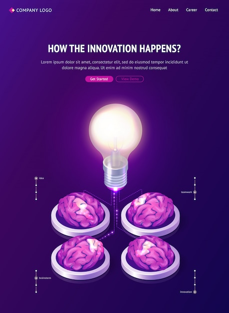 Brainstorm idea isometric landing page, web