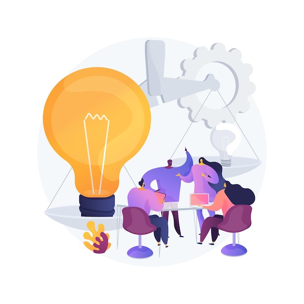 Vettore gratuito illustrazione di vettore di concetto astratto di brainstorming. lavoro di squadra, strumenti di brainstorming, gestione delle idee, team creativo, processo di lavoro, ricerca di soluzioni, metafora astratta di collaborazione di avvio.