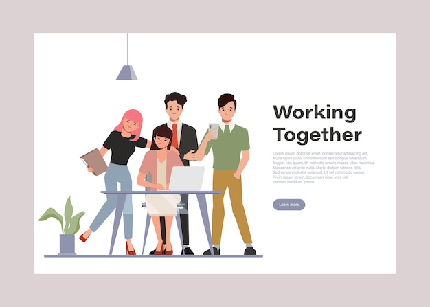 Brainstorming teamwork character Business people teamwork office character coworking