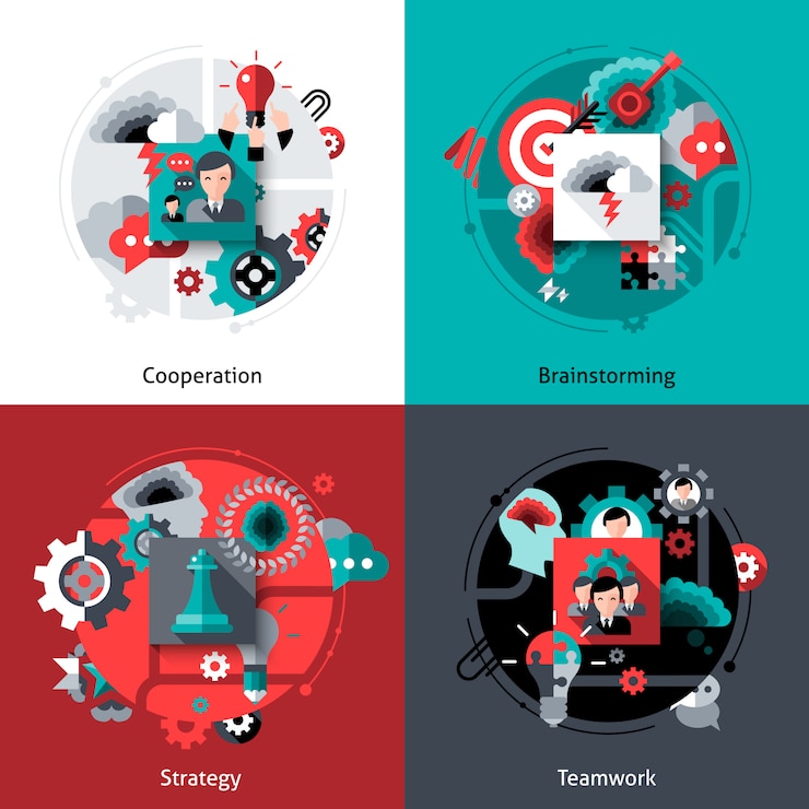Free Vector brainstorming and teamwork set