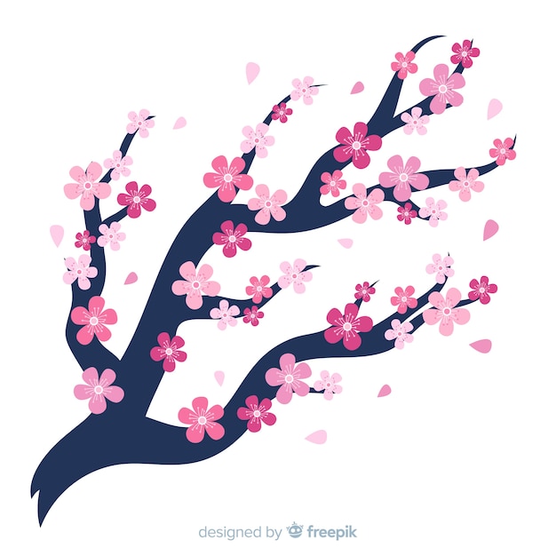 Free vector branch cherry blossom background