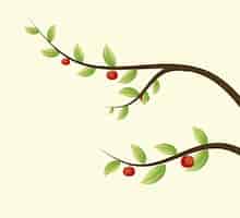 Free vector branches with apples illustration