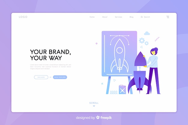 Free vector brand concept landing page