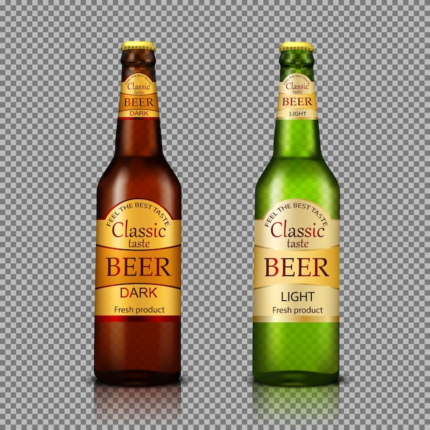 Free vector branded bottles of beer realistic