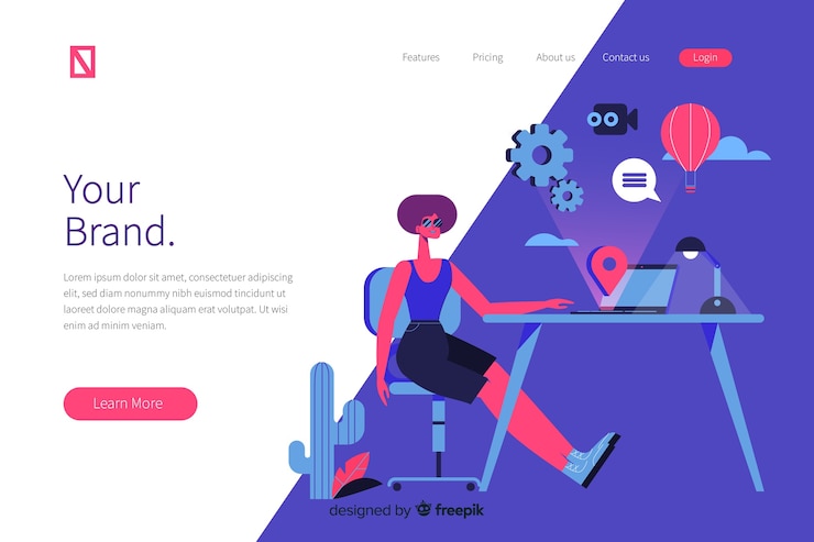 Free Vector branding concept for landing page