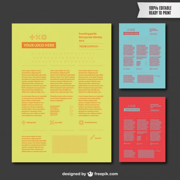 Free Vector branding guide in different colors