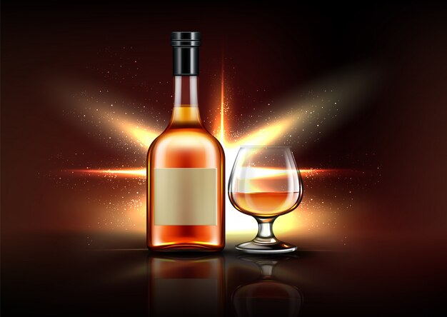 brandy bottle and glass