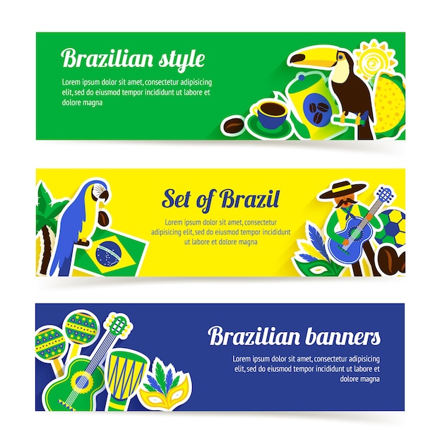 Vettore gratuito set di banner brasile