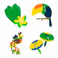 Free vector brazil carnival sticker set