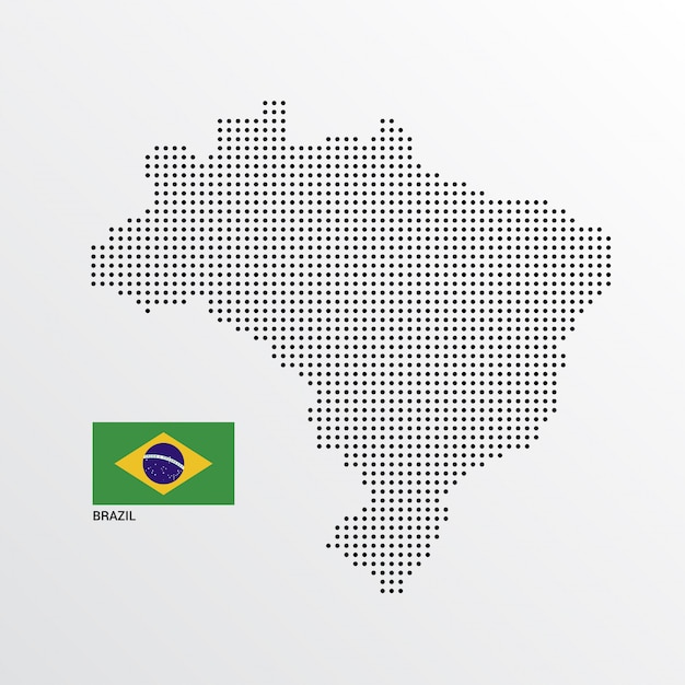 Vettore gratuito progettazione della mappa del brasile con la bandiera e il vettore leggero del fondo