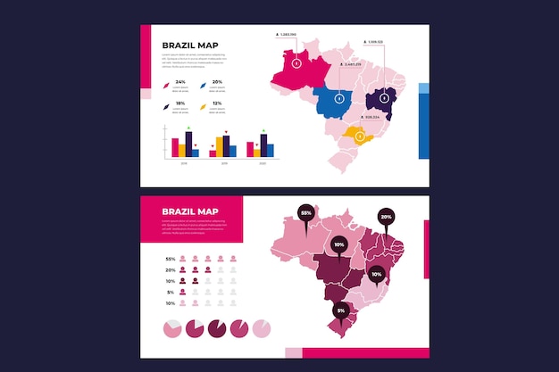 평면 디자인에 브라질지도 infographic