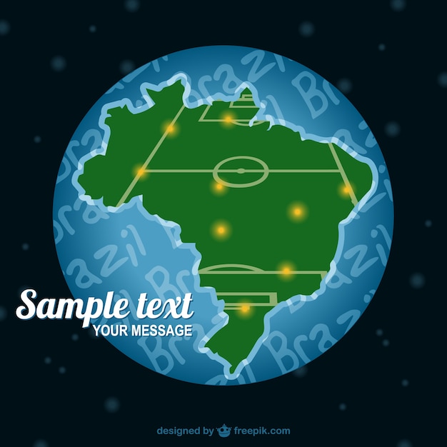 Brazil map soccer field vector