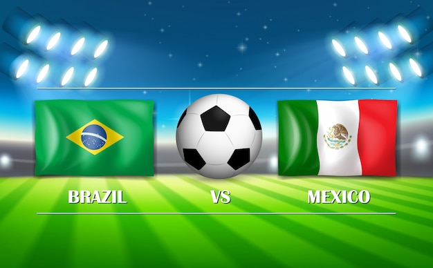 Free vector brazil vs mexico soccer stadium