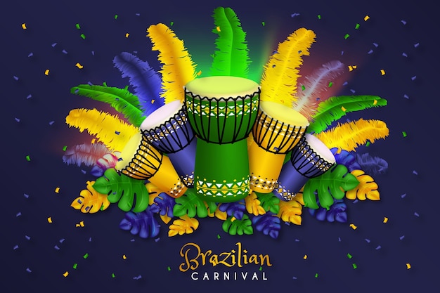 Free vector brazilian carnival background realistic design