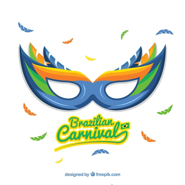 Free vector brazilian carnival background with blue mask