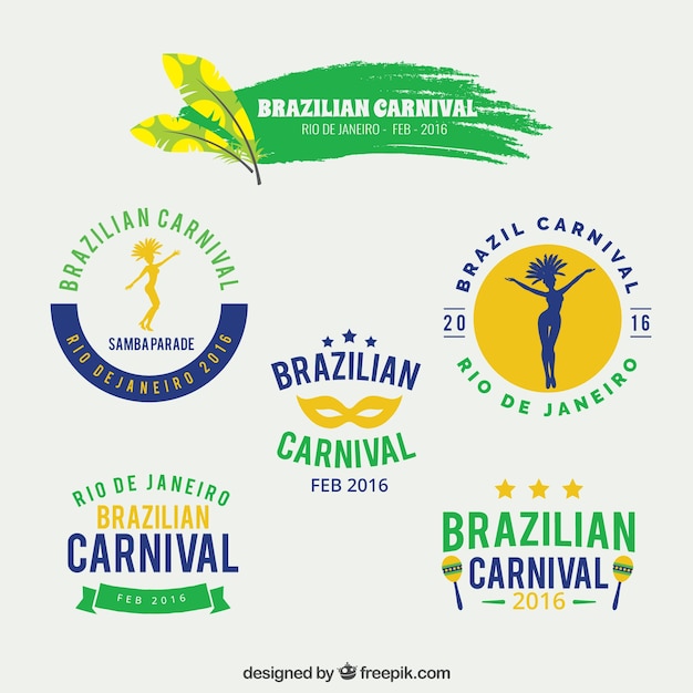 Free vector brazilian carnival badges