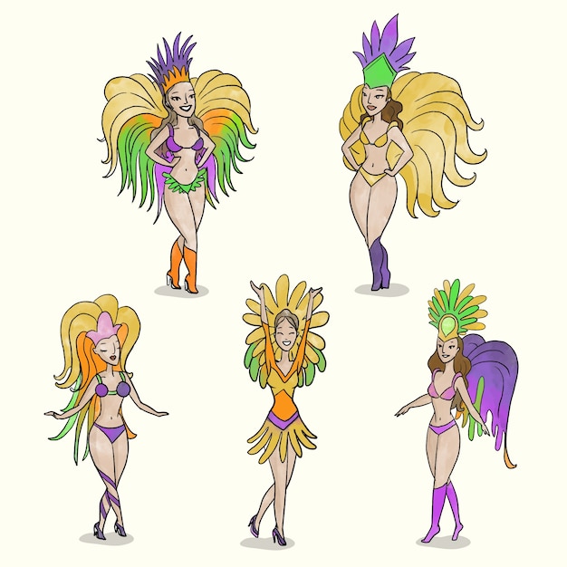 Brazilian carnival colorful dancer collection