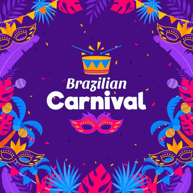 Brazilian carnival concept in flat design