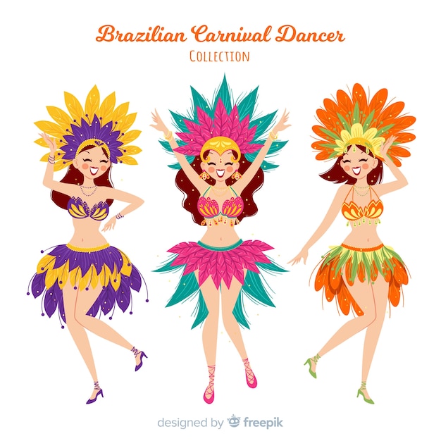 Free vector brazilian carnival dancer collection