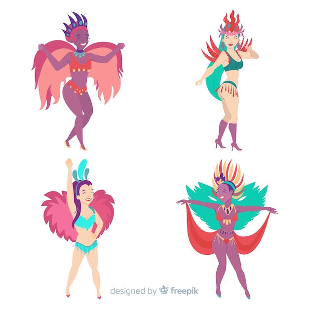 Free vector brazilian carnival dancer collection