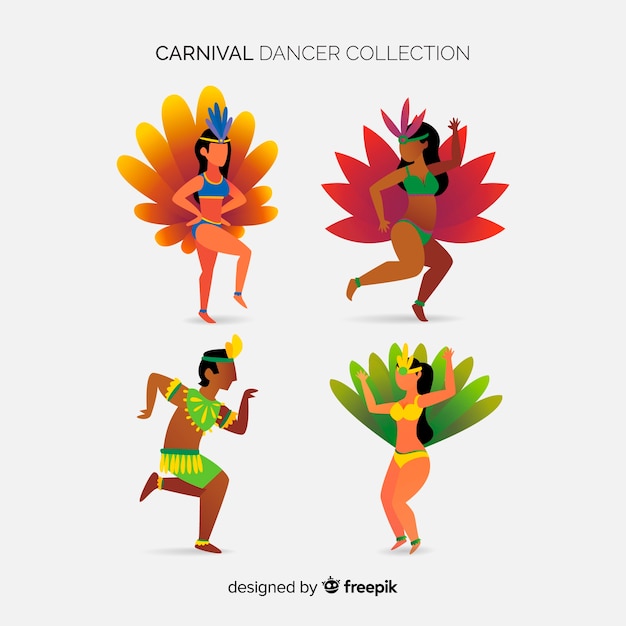 Free vector brazilian carnival dancer collection