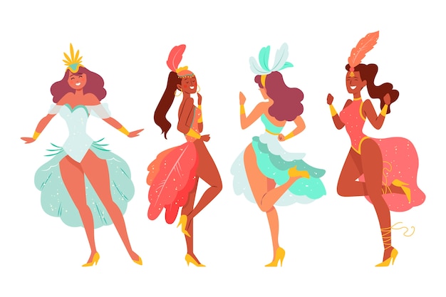 Free vector brazilian carnival dancer collection