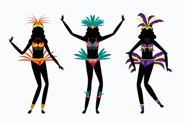 Free vector brazilian carnival dancer collection