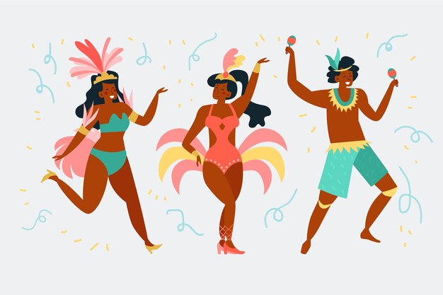 Free vector brazilian carnival dancer collection