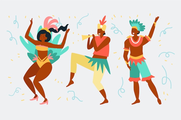 Free vector brazilian carnival dancer collection