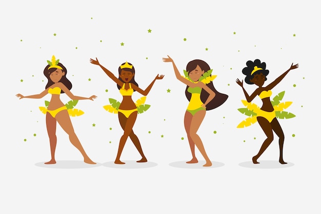 Free vector brazilian carnival dancer collection