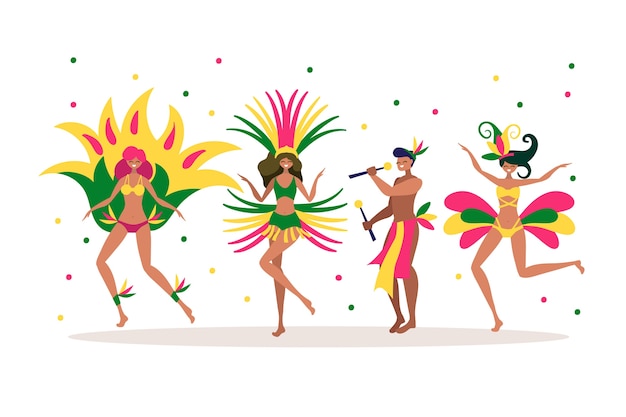 Free vector brazilian carnival dancer collection