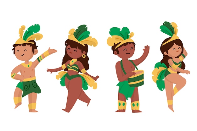 Free vector brazilian carnival dancer collection