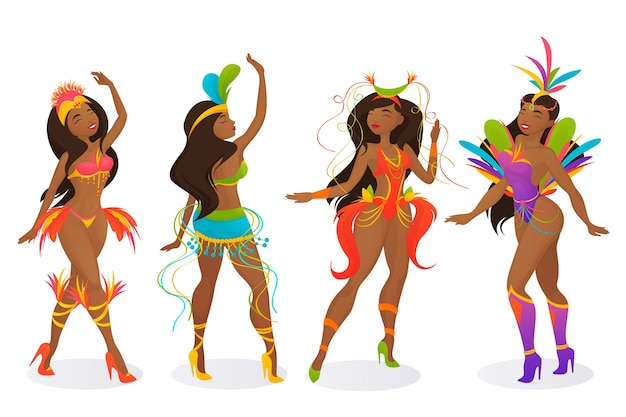 Free vector brazilian carnival dancer collection