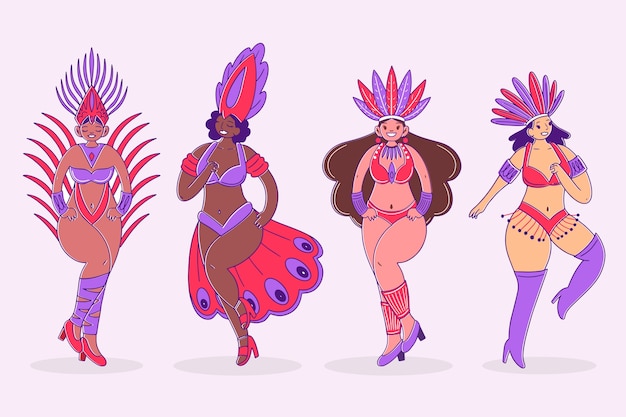 Free vector brazilian carnival dancer collection