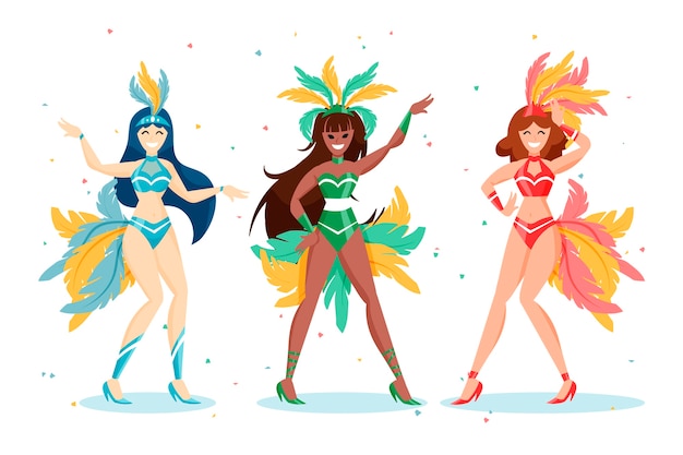 Free vector brazilian carnival dancer collection