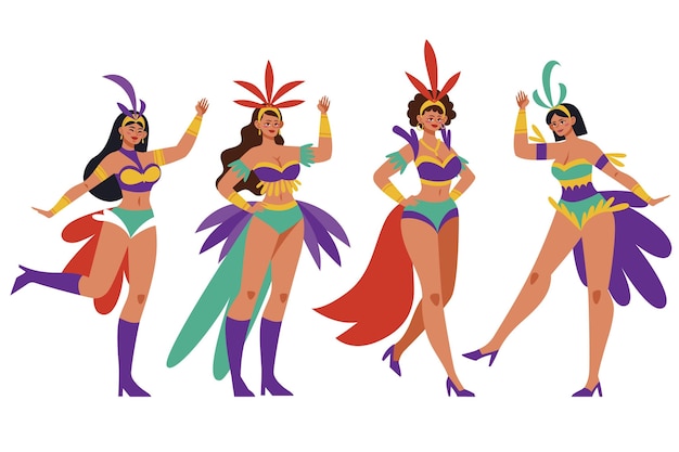 Free vector brazilian carnival dancer collection