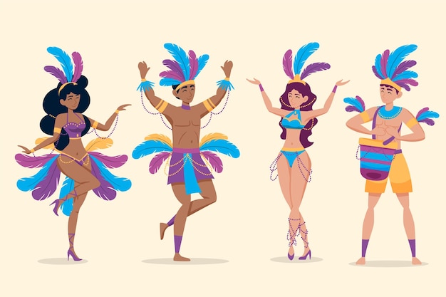 Free vector brazilian carnival dancer collection