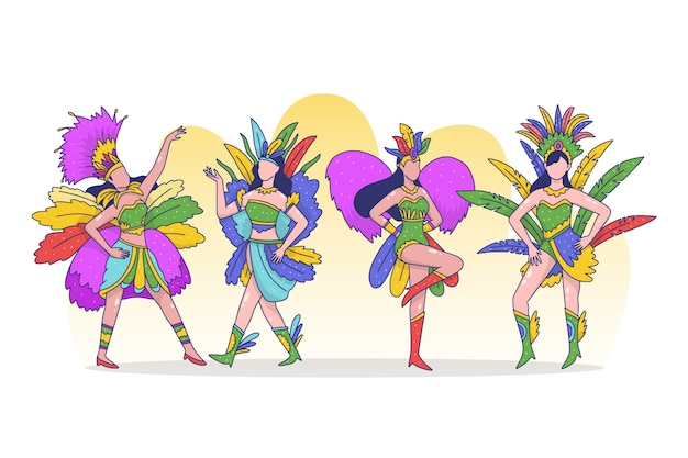 Free vector brazilian carnival dancer collection