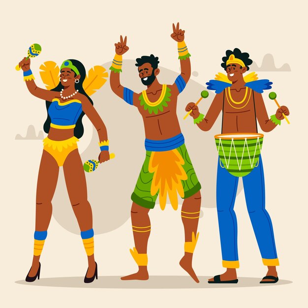 Коллекция бразильских карнавальных танцоров