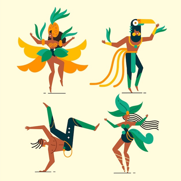 Free vector brazilian carnival dancer collection