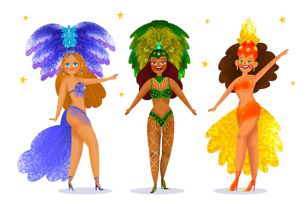 Free vector brazilian carnival dancer pack