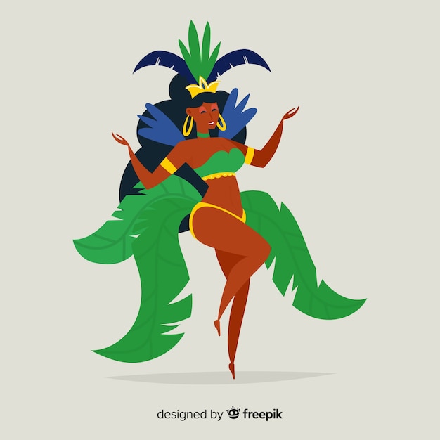 Free vector brazilian carnival dancer woman