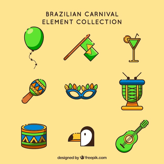 Vettore gratuito collezione di elementi di carnevale brasiliano