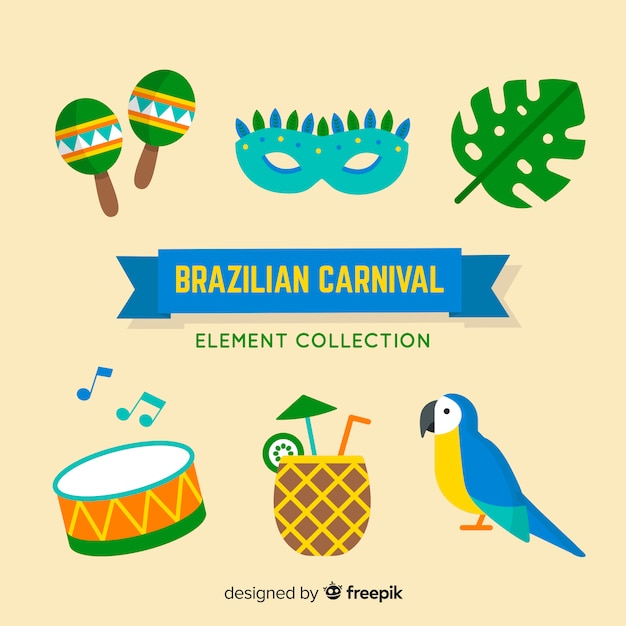 Free vector brazilian carnival element collection