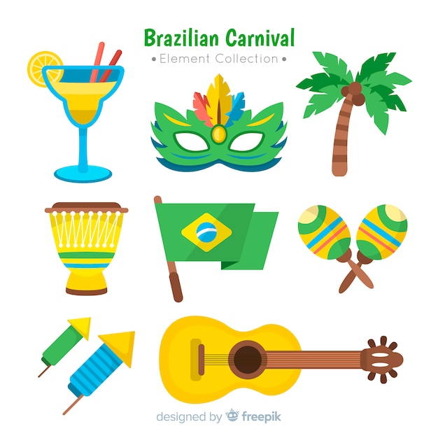 Бесплатное векторное изображение Бразильская коллекция элементов карнавала