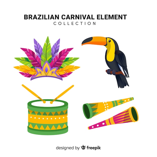 Collezione di elementi di carnevale brasiliano