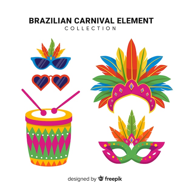 Vettore gratuito collezione di elementi di carnevale brasiliano