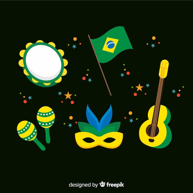 Free vector brazilian carnival element collection