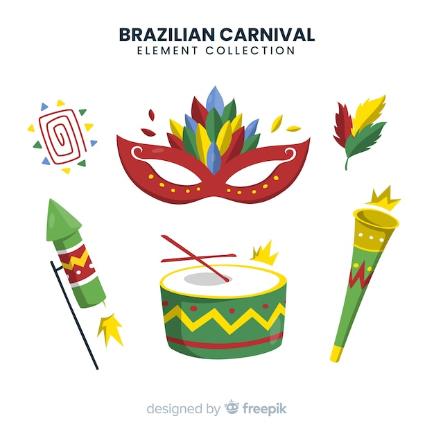 Vettore gratuito collezione di elementi di carnevale brasiliano