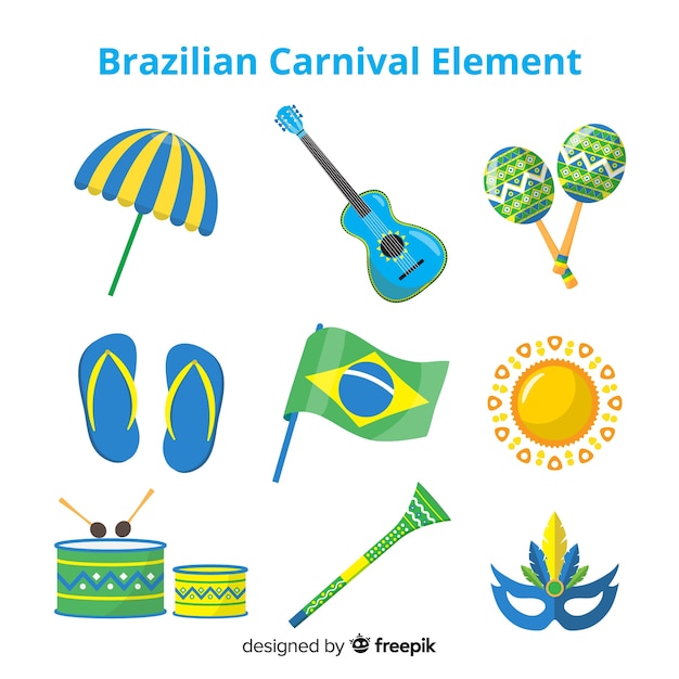 Collezione di elementi di carnevale brasiliano